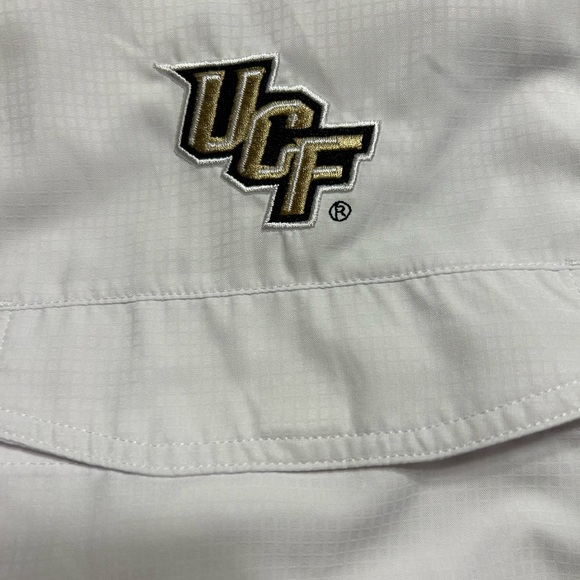 White Antigua University of Central Florida Woven Fishing Shirt with UPF50 - Picture 9 of 10